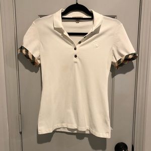 Ladies White Burberry Polo